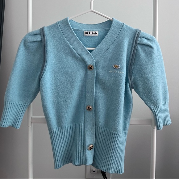 Herlian V Collar Knitted Sweater Baby Blue - Picture 8 of 9